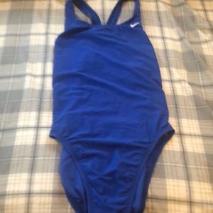 Navy blue one piece Nike bathing suit